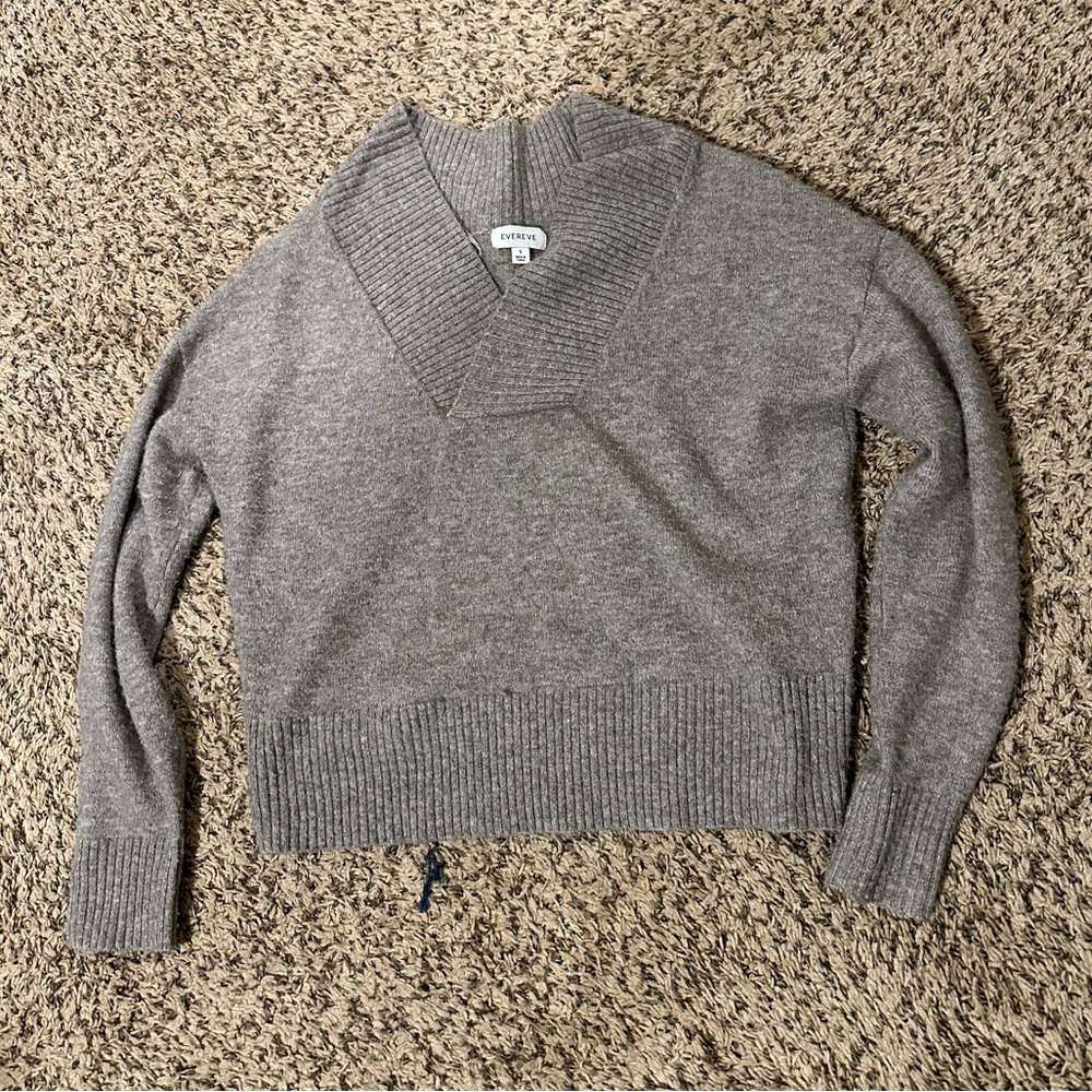Evereve Aria V Neck Pullover Sweater Long Sleeve Women's MEDIUM oatmeal
